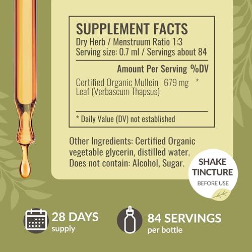 image for HERBAMAMA Mullein Drops for Lungs - Mullein Leaf Tincture Lung Health 