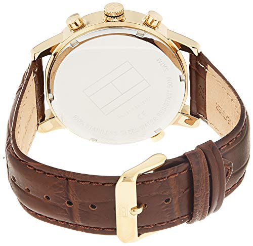 image for Tommy Hilfiger Men's 1790874 Gold-Tone Watch with Brown Leather Band