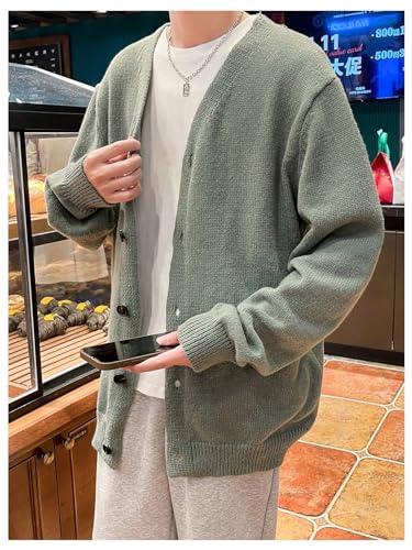 GORGLITTER Men's Oversized Cardigan Casual Button Down Long Sleeve V Neck Sweater3