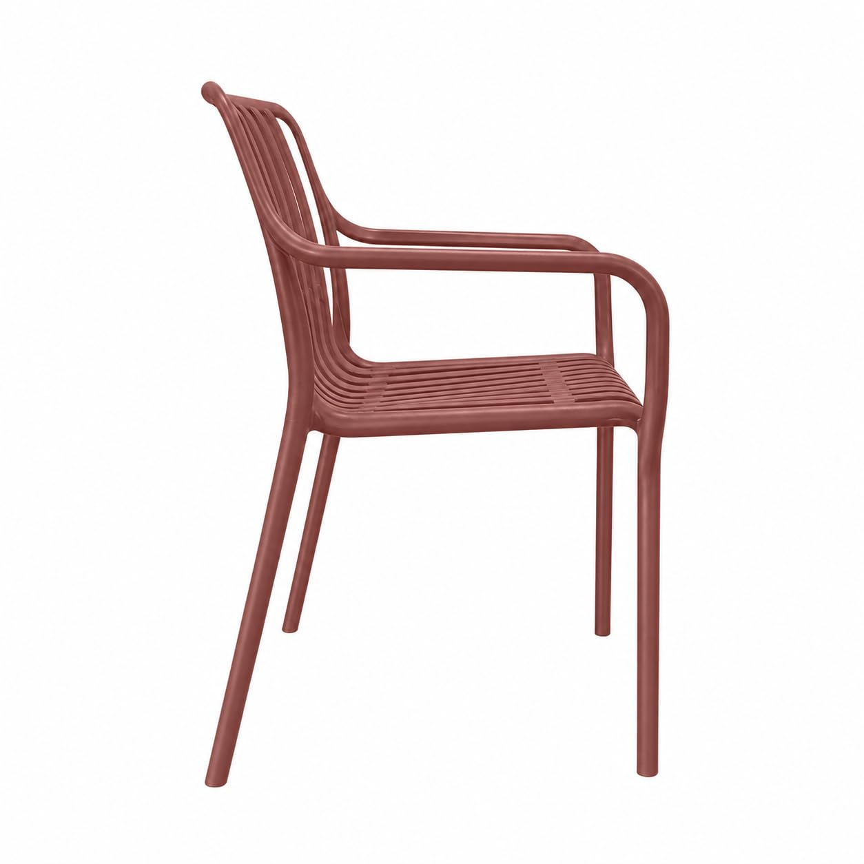 Totò Piccinni Sedia DOGA CON BRACCIOLI in Polipropilene Made in Italy, Design Moderno a Doghe per Interno ed Esterno (Terracotta 4 Pz)