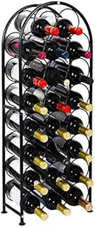 PAG 23 Bottles Arched Freestanding Floor Metal Wine Rack Wine Bottle Holders Stands, Black