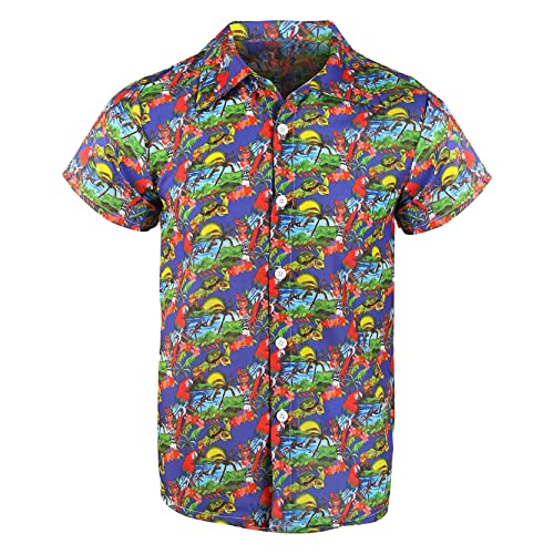 Mens Hawaiian Shirt Blue - XXLarge - Blue Hawaii Tropical Short Sleeve Shirt - Fancy Dress - Summer Beach Party Wear