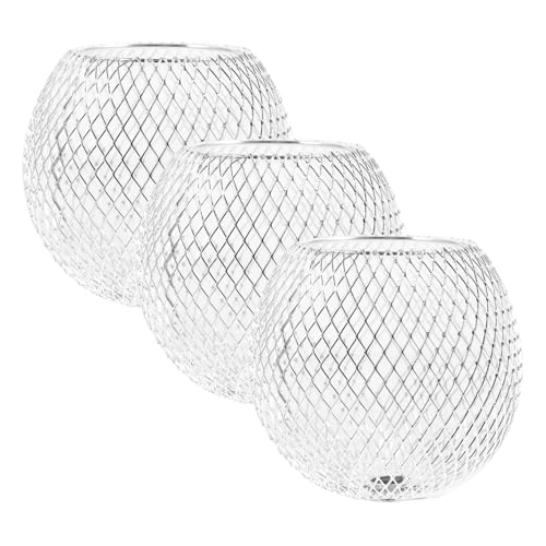 Globes en verre pour lustre lot de 3 abat-jour artisanal métal argenté sphérique