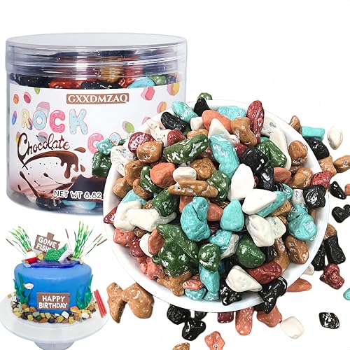 Crunchy Chocolate Rocks Chunks in Resealable Jar - Rich Cocoa Crispy Candy Snacks, Perfect for Baking Decor & Geology Gifts, Novelty Party Treats (250g）