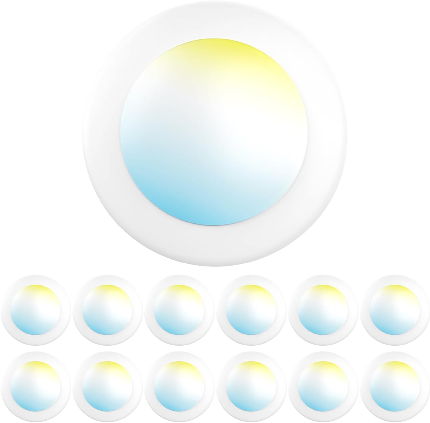Sunco 12 Pack 4 Inch Flush Mount LED Recessed Disk Lights, 5CCT, 10W=50W