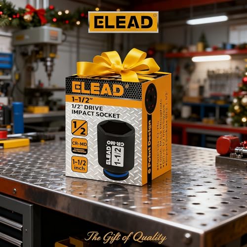 Image of ELEAD 1 /2 inch Drive Deep Impact Socket, 1-1 /2 inch SAE 6 Point 1 /2-inch Drive Impact Axle Nut Sockets, CR-MO Nut Socket Set, Oil Filter Sockets, Tools for Easy Removal of Axle Shaft Nuts