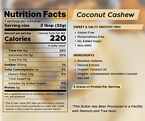 Laurel’s Coconut Cashew Butter – High Protein Nut Butter - Flavored Butter - Keto Friendly Butter – Gluten & Preservatives Free – Omega 3’S – Non-Gmo - No Added Sugar Butter - (8 Oz) #TOP1