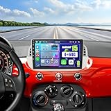 8 Core 4+64G Android Autoradio Wireless Carplay pour Fiat 500 500C 2007-2015 Écran Tactile 9 Pouces Android Auto Poste Radio Voiture avec GPS, WiFi, Bluetooth, FM RDS, Microphone