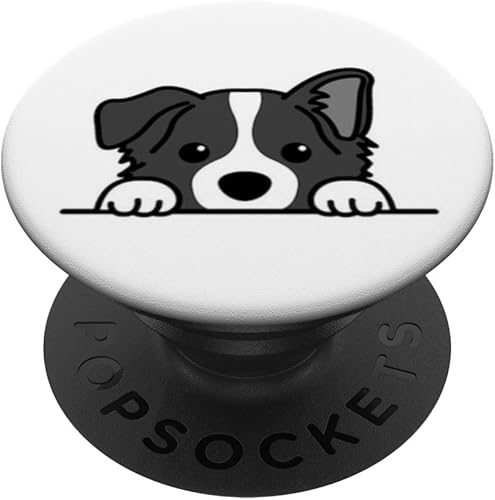 Lindo Happy Baby Border Collie, cachorro de perro en blanco y negro PopSockets intercambiables PopGrip