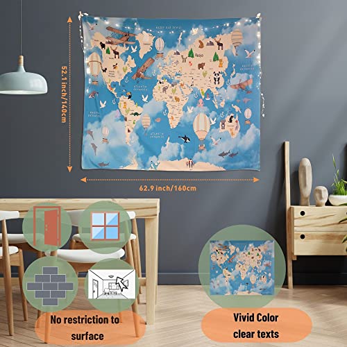 Kylly 3 In 1 Tapestry+ Tapestry Hangers +Led Light String For Bedroom Aesthetic Tapestry Wall Hanging Nature Tapestry Tapestry For Men Animal Elephant Black #TOP2