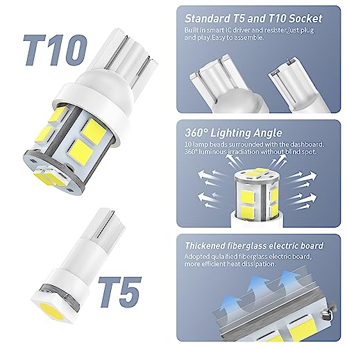Hnyri 32 Pcs Dome Light Bulb Led Car Bulb Kit Set Interior Car Light Bulbs T10 T5 31Mm De3175 42Mm Festoon Replacement Bulbs For Door,Courtesy,License Light(White) #TOP3