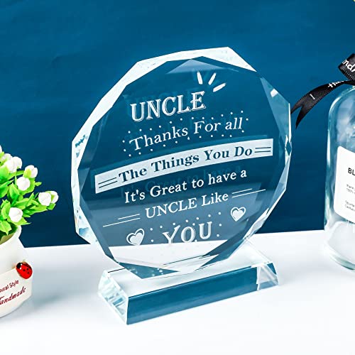 Idée cadeau oncle unique : un bloc de verre décoratif avec message d'affection