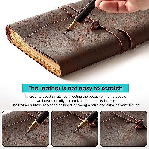 Image of RILIHO Leather Journal Notebook, A5 Size Diary 6x8.1 Inch, Genuine Leather Journals for Writing, Vintage Style Personalized Journal, Gifts for Men and Women, Artists, Travelers, Navy Blue