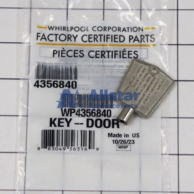 Allstar Appliance Parts Wp4356840 Refrigerator Freezer Door Key on Fridge.com - View 2
