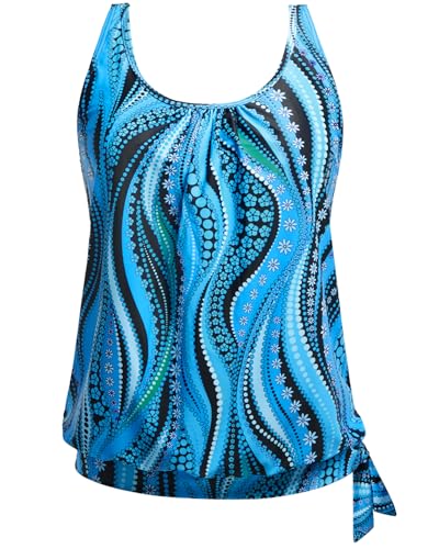 Image of Yonique Womens Blouson Tankini Top Only Loose Fit Swim Top No Bottom Modest Swimsuit