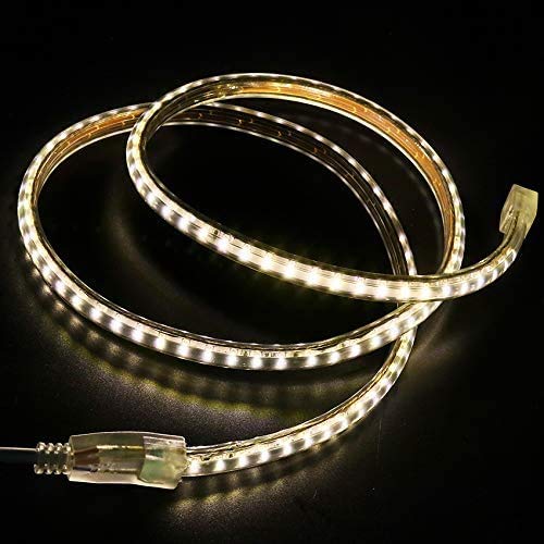 XUNATA 3M LED Streifen,AC 220V 230V IP67 imprägniern 3014 SMD 120leds / m Warmweiß,Flexibles LED Band mit Netzstecker für Küche Stairway Home Auto Bar Weihnachten Party (Warmweiß, 3M)