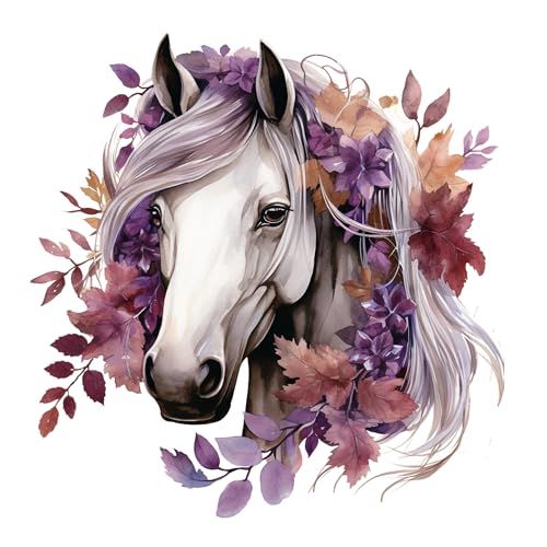 GRAZDesign Wandtattoo Pferd mit Blumen, Lila für Mädchen Wandaufkleber Kinderzimmer & Mädchenzimmer, Wanddeko als Aufkleber - 58x57cm