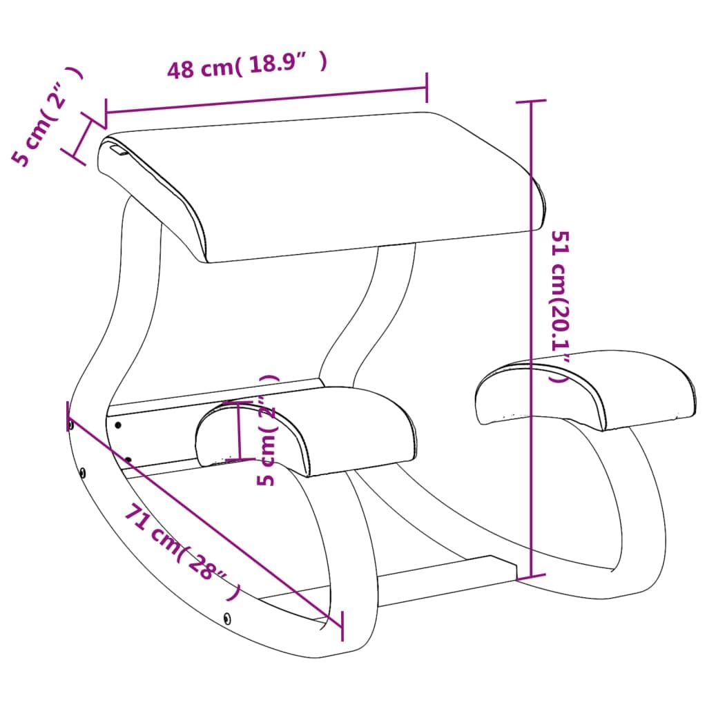 vidaXL Kniestuhl, Kniehocker mit dicken Posltern, Ergonomischer Stuhl 120 kg Belastbarkeit, Bürostuhl Gesundheitsstuhl, Schwarz Birkensperrholz