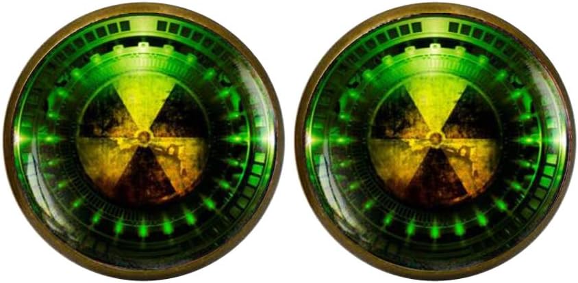Radiation Hazard stud earrings, Radioactive earrings, Chemistry Physics Sci Fi Science earrings, Fallout earrings, Fallout jewelry