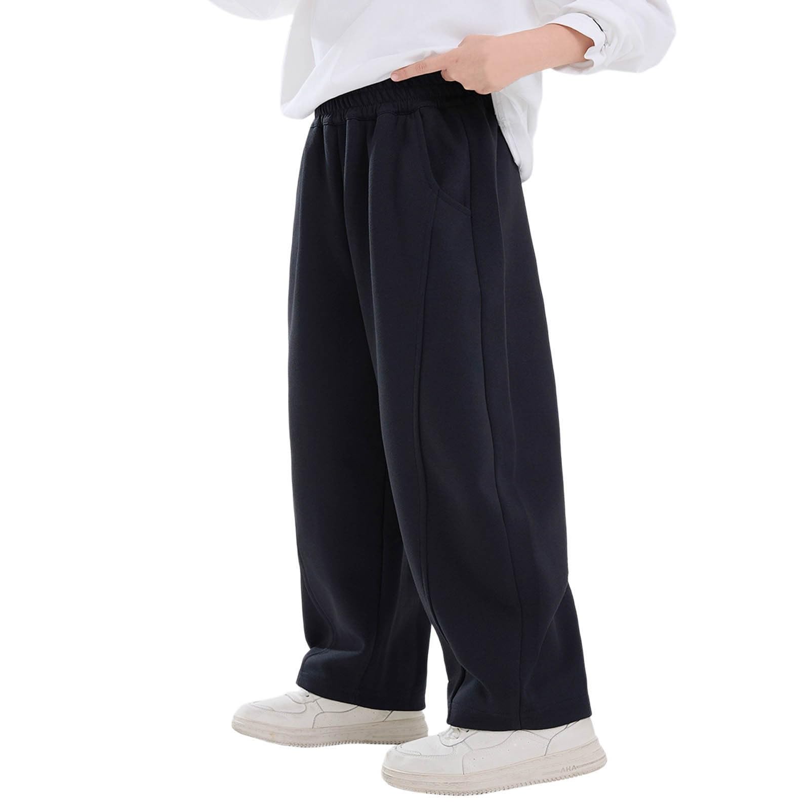 Pantalon de jogging fille en tricot ample pour l'école et le sport - 8