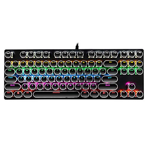 Wowlela Clavier USB punk pour ordinateur portable - Clavier de jeu mécanique USB 87 touches avec câble USB - Rétroéclairage RVB et motif fissuré - Pour la maison et le bureau Cover