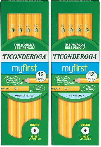 Ticonderoga Beginner Wood-Cased Pencils, #2 HB Soft, Yellow, 12 Count (X13080) (Pack of 2)