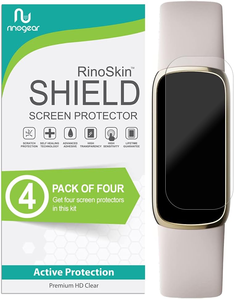 RinoGear (4-Pack) Screen Protector for Fitbit Luxe Screen Protector Case Friendly Accessories Flexible Full Coverage Clear TPU Film