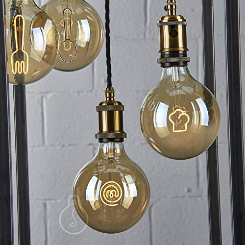 AMARCORDS - Led Bulb dimmable, Filament Fork, Warm Light 2700K, Amber Glass Guy Globe, E27, 4W - Image 3