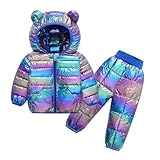 2 Piece Kids Winter Snowsuit Set, Puffer Jacket with Matching Pants, Lightweight Packable Ski Suit for Boys and Girls