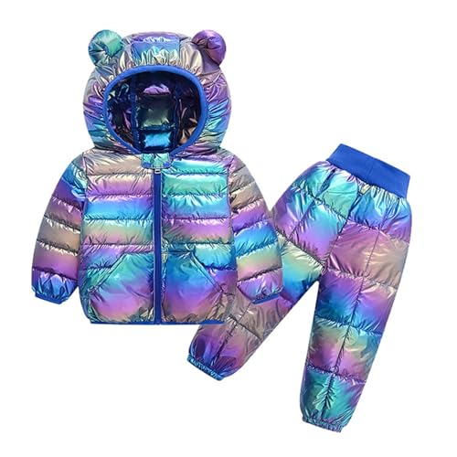 2 Piece Kids Winter Snowsuit Set, Puffer Jacket with Matching Pants, Lightweight Packable Ski Suit for Boys and Girls