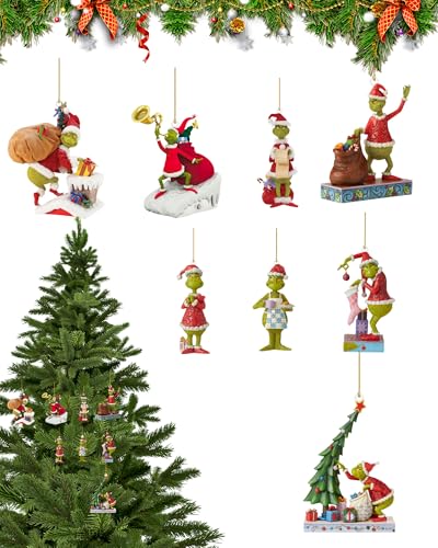 Yotlein 8 Piezas Grinch Decoraciones de Navidad, Adornos para áRbol de Navidad, Grinch Navidad Decoracion áRbol de Navidad Colgante, para DecoracióN Navidad Hogar Fiestas
