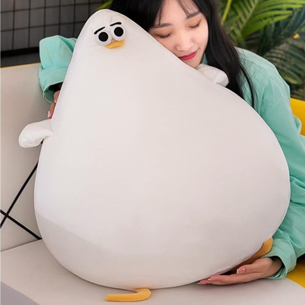 OUKEYI Funny Plush Seagull Pillow, Simulation Cute Fat Chicken Doll Toys, Soft Stuffed CushionsChicken Plush Pillow Floor Mat Kawaii Festival Gifts (10.2inches)