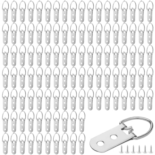 Image of 300 PCS Heavy Duty D Ring Picture Hangers 2 Hole with Screws, D Hooks Bulk for Picture Hanging, Durable D Ring Hangers for Hanging Picture Frames, Picture