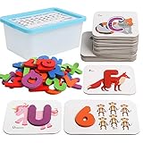 JOCHA Alphabet ABC Wooden Letters and Numbers Blocks Puzzle Spelling Sight Words Color Preschool...