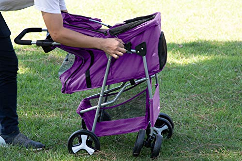 Paws & Pals Pet Stroller Cat/Dog Easy To Walk Folding Travel Carrier Carriage, Lavender Purple #TOP4