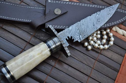 Perkin - Custom Handmade Damascus Hunting Knife Sheath - 2209