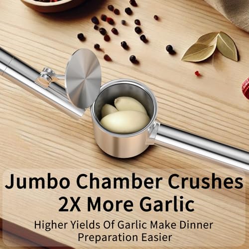 5-in-1 Stainless Steel Garlic Press Set with Jumbo Chamber & Mincer - Heavy Duty Rustproof Garlic Crusher with Ergonomic Handle, Dishwasher Safe, Easy Squeeze Design for Ginger, Nuts, Herbs by BMCASEQP - Image 2