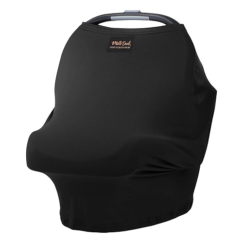 Milk Snob Funda de lactancia original 5 en 1 de lujo, color negro, funda de privacidad añadida, funda de asiento de automóvil para portador,
