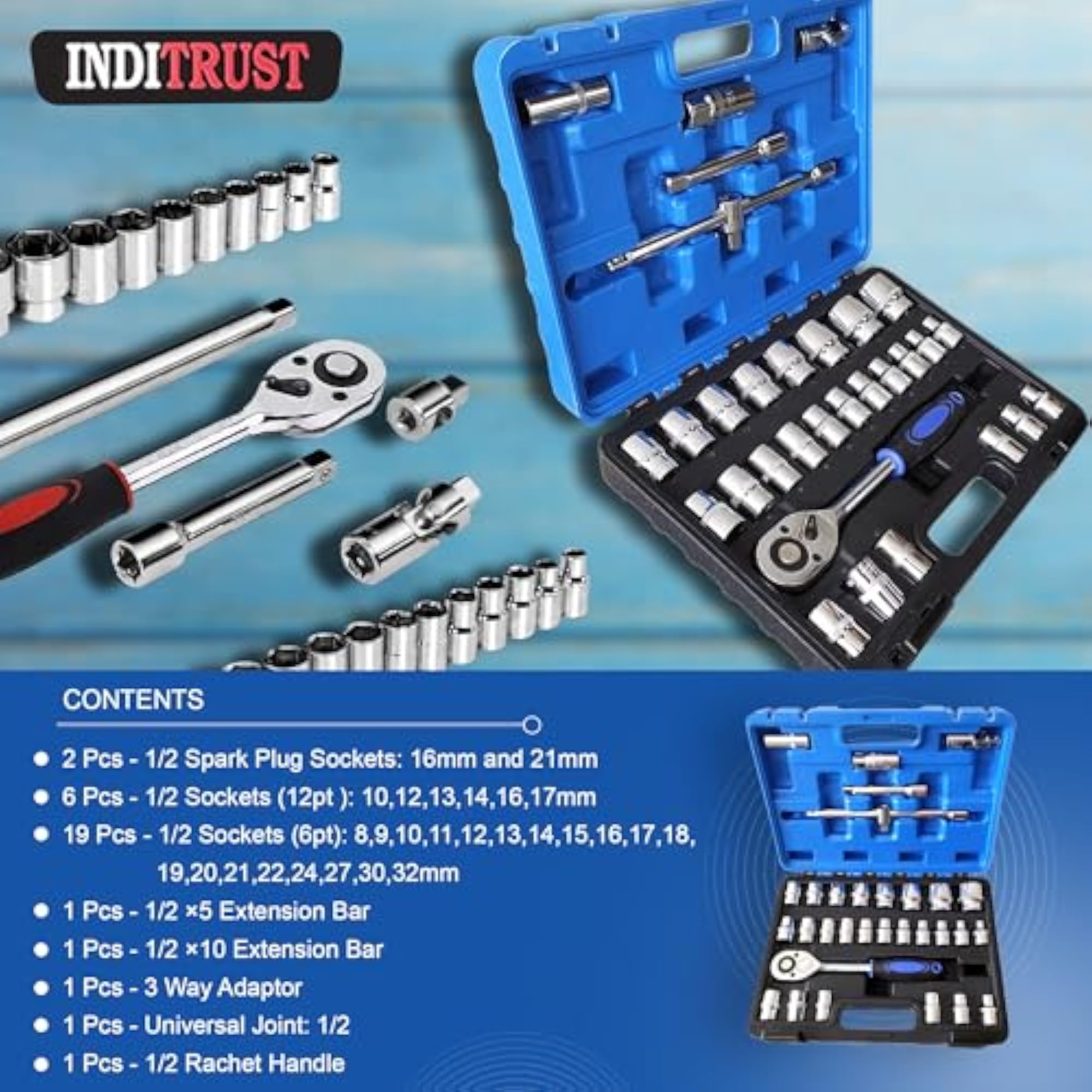 32pcs Heavy Duty Rachet Professional Wrench Socket Set