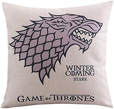 SofaMATES Cotton Linen Square Decorative Throw Pillow Case Cushion Cover Retro Creative Wolf Head Game 18"