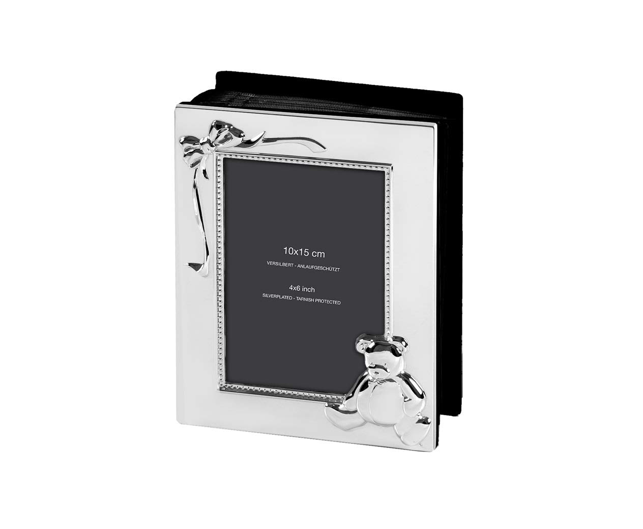 Design - Álbum de Fotos con Ositos (páginas Negras para 100 Fotos de 10 x 15 cm), Color Plateado