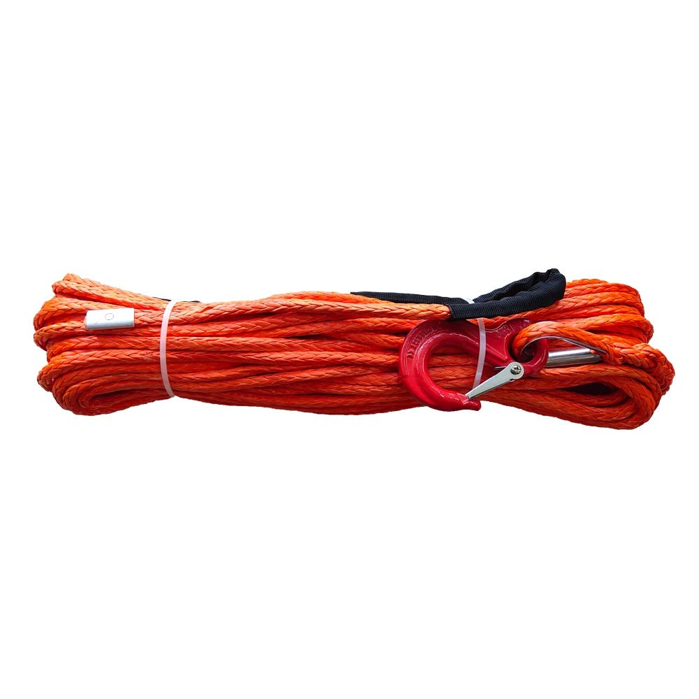 Winch Rope, 8mm X 30m Synthetic Winch Cable Rope for ATV/UTV Yellow Towing Ropes with Hook(Rosso)