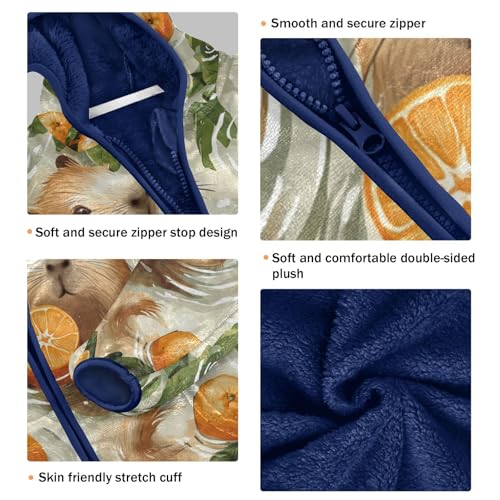 Guinea Pigs with Oranges Toddler Fleece Jacket Girl Boys Hooded Fleece Jacket Coat Warm Outwear Zip-up 3-10T3