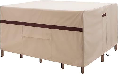 Miniatura 12 de Juego de comedor rectangular para exteriores para mesa y sillas de 90 pulgadas de largo x 64 pulgadas de ancho x 28 pulgadas de alto, impermeable