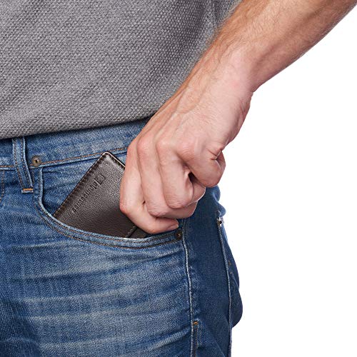 Image of Alpine Swiss RFID Minimalist Oliver Front Pocket Wallet For Men Leather York Collection Brown