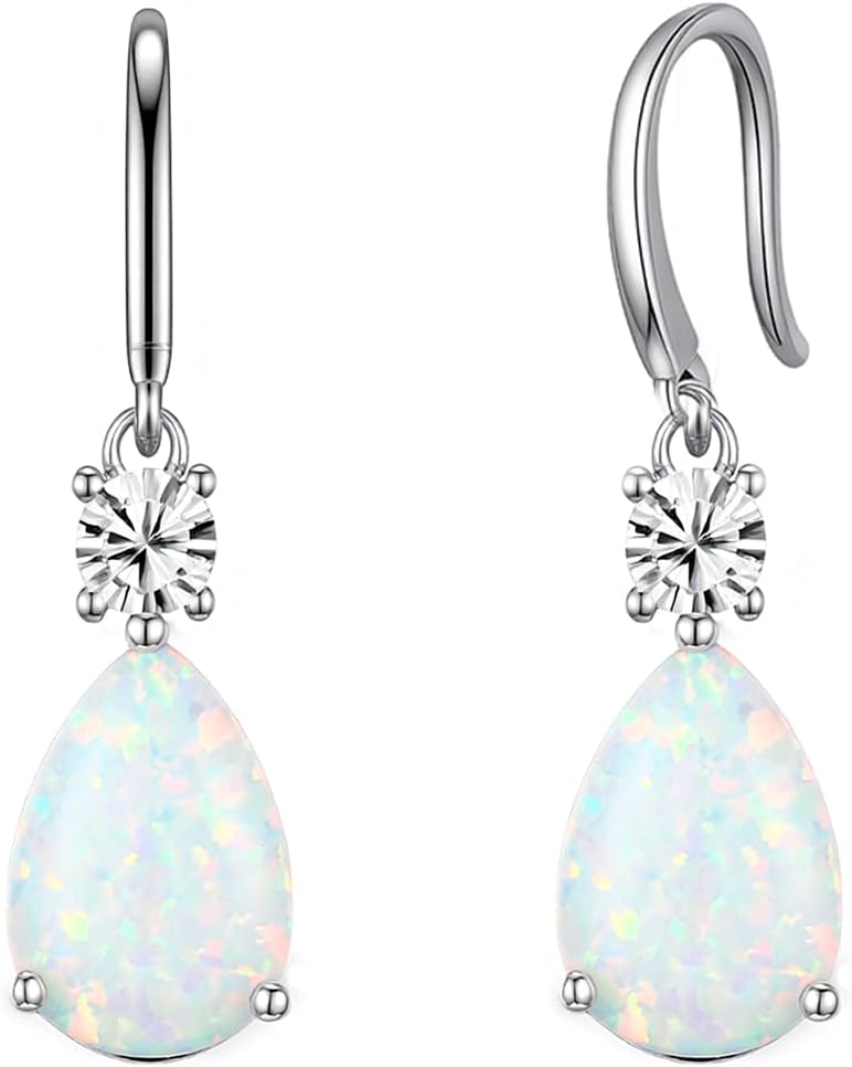 Teardrop Dangle Drop Earrings -925 Sterling Silver Birthstone Earring Jewelry Birthday Gifts for Women,Girlfriend,Wife,Mom - Graduation, Friendship,Birthday, Anniversary