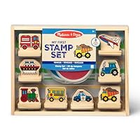 Melissa & Doug My First Wooden Stamp Set - Vehicles Kids Art Projects, Stamps with Washable Ink, Vehicle Toys for Kids Ages 4+