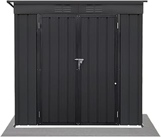 Garden Sheds Metal Garden Sheds 4ft x 6ft Outdoor Storage Sheds with Punched Vents, Practical Garden Storage Shed, Black Outdoor Storage Sheds