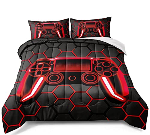 BDUCOK Gamer Comforter for Boys Teen, Geometric Honeycomb Gaming Bedding Sets Down Alternative Comforter for All Season Gamer Home Decor for Comforter Set Queen Size,1 Comforter with 2 Pillowcase BDUCOK Gamer Comforter for Boys Teen, Geometric Honeycomb Gaming Bedding Sets Down Alternative Comforter for All Season Gamer Home Decor for Comforter Set Queen Size,1 Comforter with 2 Pillowcase