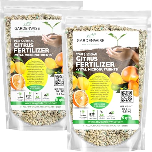 Image of GARDENWISE Professional Citrus Fertilizer + Vital Micronutrients; Perfect Balanced NPK for All Citrus; for Indoor and Outdoor Plants; Orange, Lime, Avocado and Lemon Tree Fertilizer (20 QUARTS)